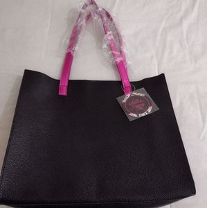 Silk Elements Holiday Tote Bag Black and Pink